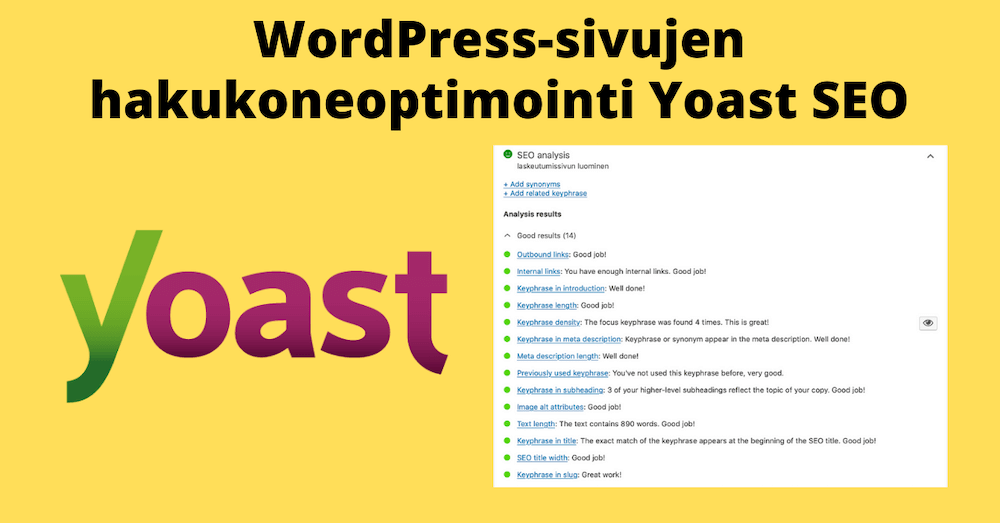 WordPress-sivujen hakukoneoptimointi Yoast SEO -lisäosan avulla