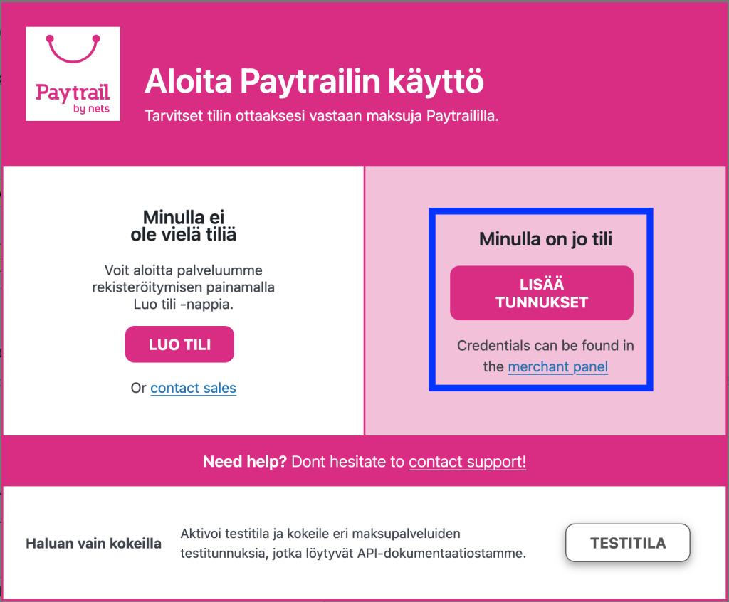 Paytrailin maksulisäosan käyttöönotto