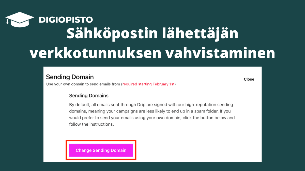 Sähköpostin lähettäjän verkkotunnuksen vahvistaminen