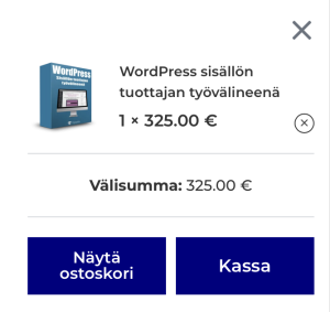 Digiopiston ostoskori avattuna