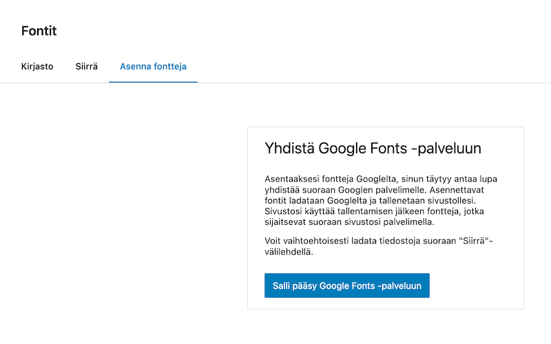 Asenna fontteja Google Fontsista