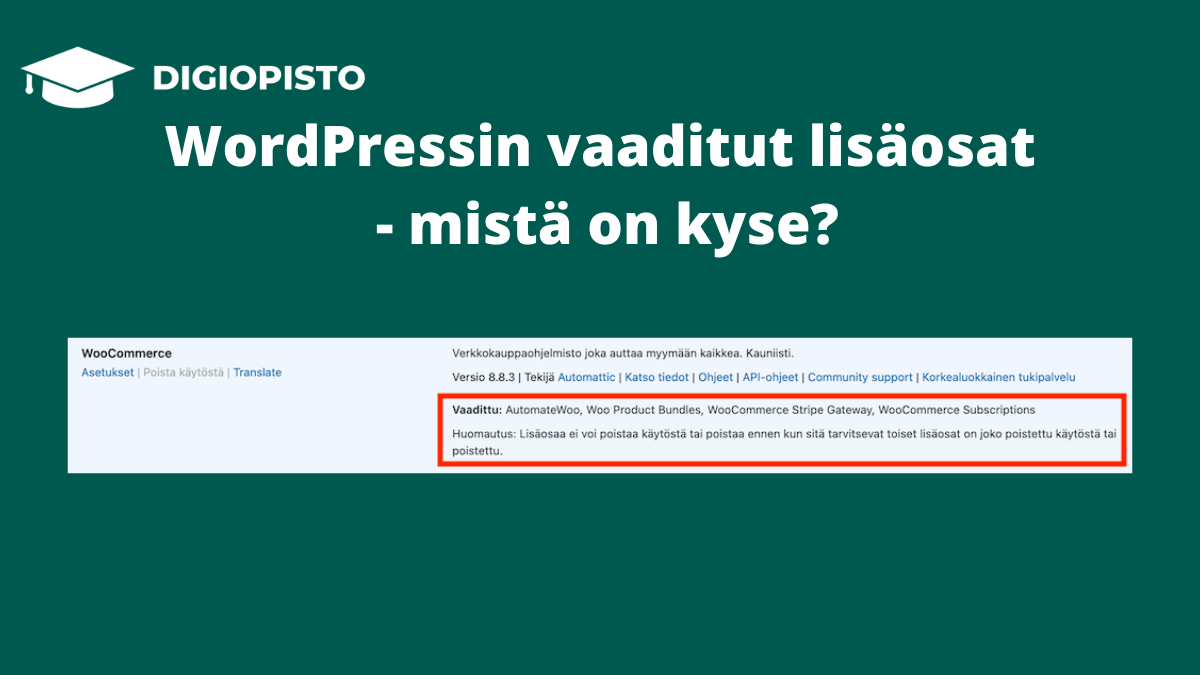 WordPressin vaaditut lisäosat