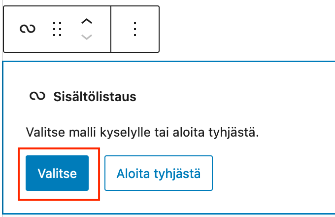 Valitse malli sisältökyselylle