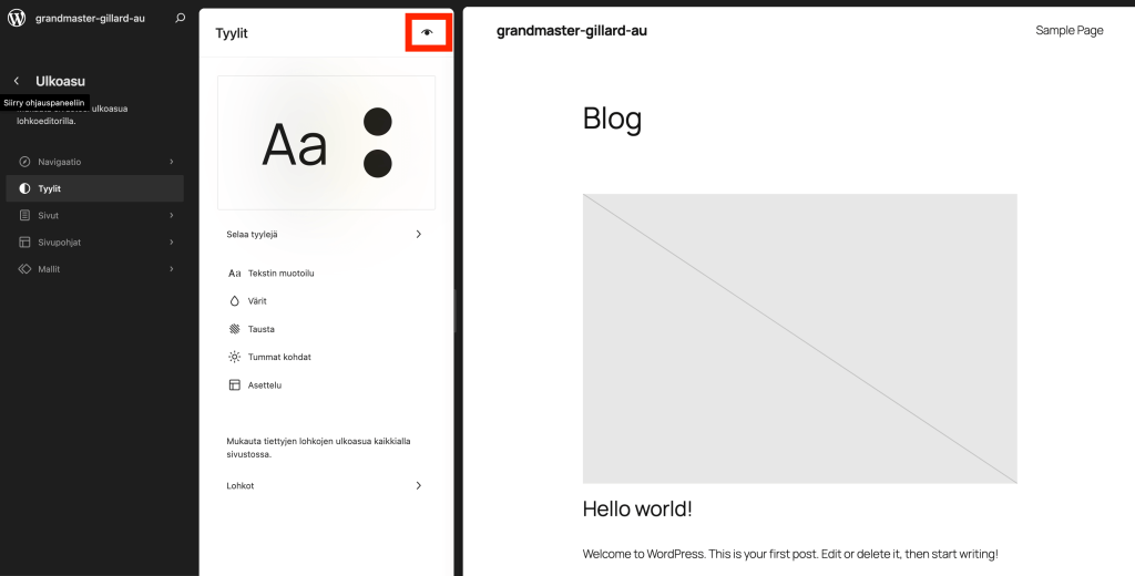 WordPress 6.8 uusi Tyylit-näkymä