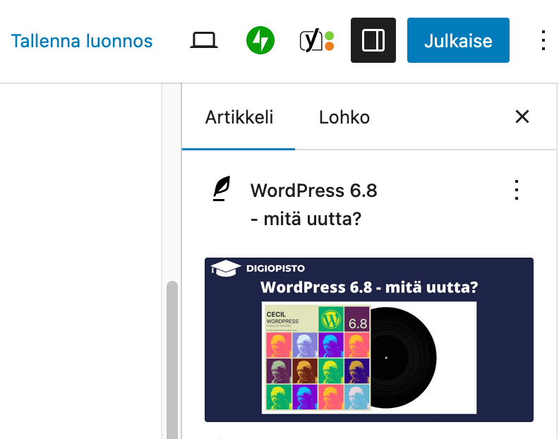 Artikkelikuvan lisäys WordPressissä