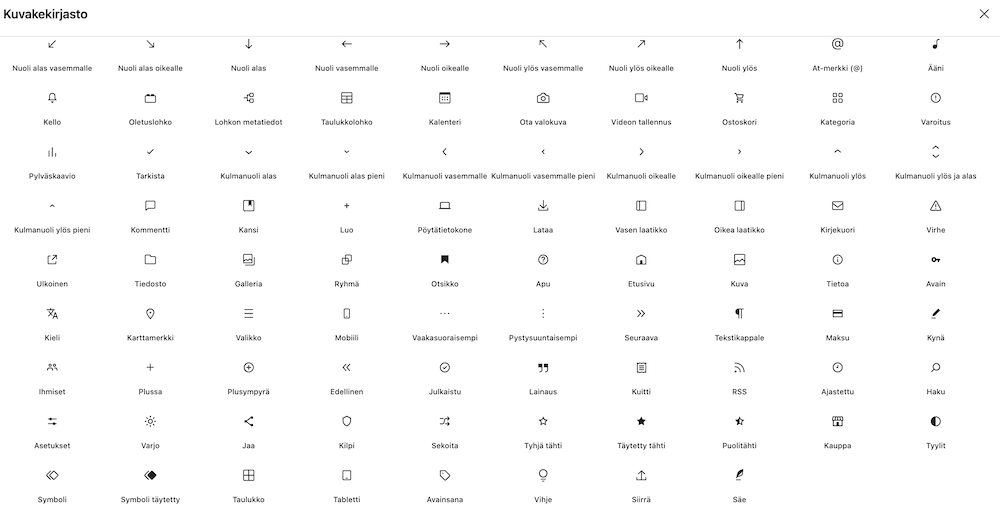 WordPress 7.0 kuvakekirjasto
