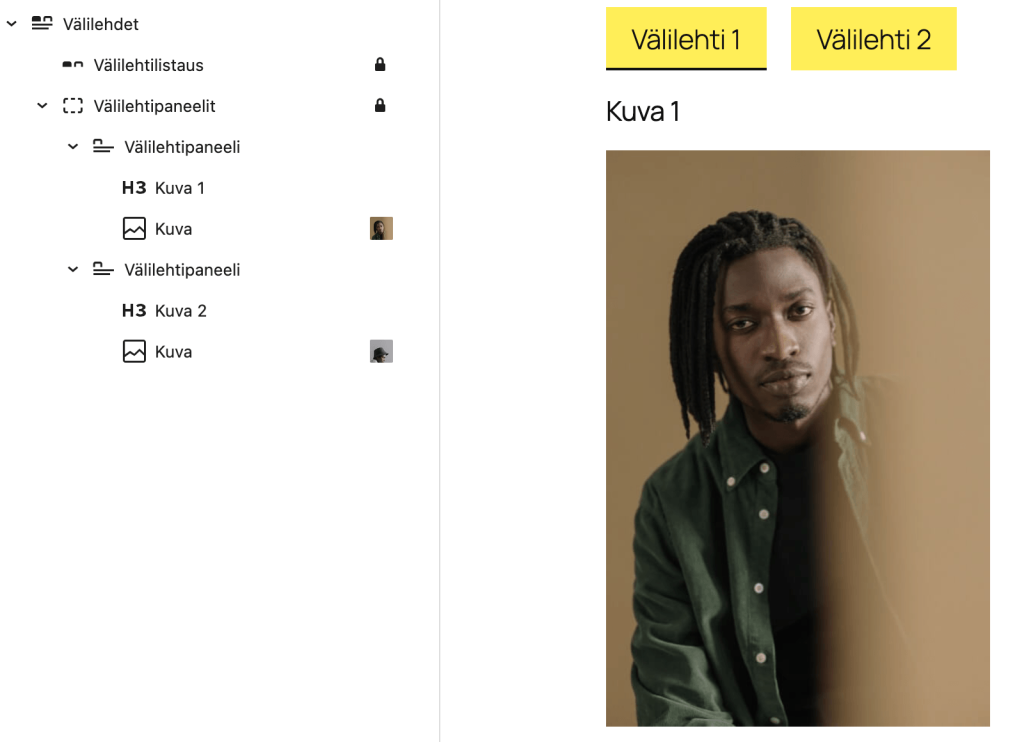 WordPress 7.1 Välilehdet-lohkon käyttö